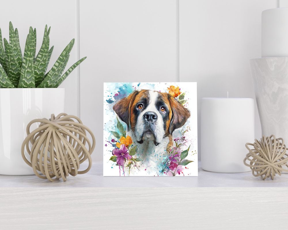 Tegel 15X15 Cm Met Sint-Bernard Cadeau Decoratie | Tegeltjes Met Tekst | Tegeltjes Met Spreuken | Collega | Oma | Opa | Pensioen | Mama | Papa | Vriend Tegel 15x15 cm Sint-Bernard