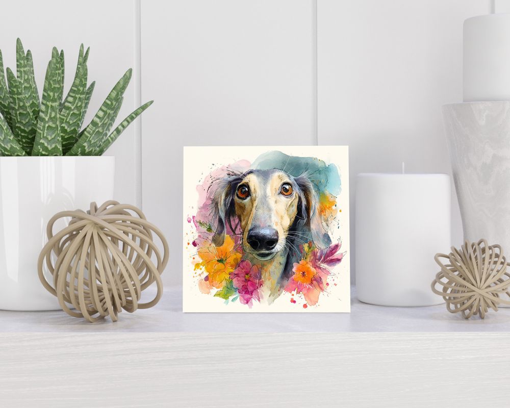 Tegel 15X15 Cm Met Saluki Cadeau Decoratie | Tegeltjes Met Tekst | Tegeltjes Met Spreuken | Collega | Oma | Opa | Pensioen | Mama | Papa | Vriend Tegel 15x15 cm Saluki