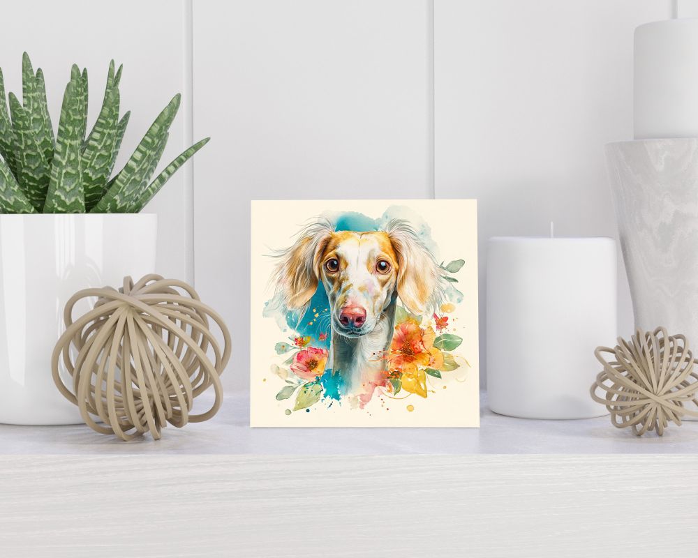 Tegel 15X15 Cm Met Saluki Cadeau Decoratie | Tegeltjes Met Tekst | Tegeltjes Met Spreuken | Collega | Oma | Opa | Pensioen | Mama | Papa | Vriend Tegel 15x15 cm Saluki