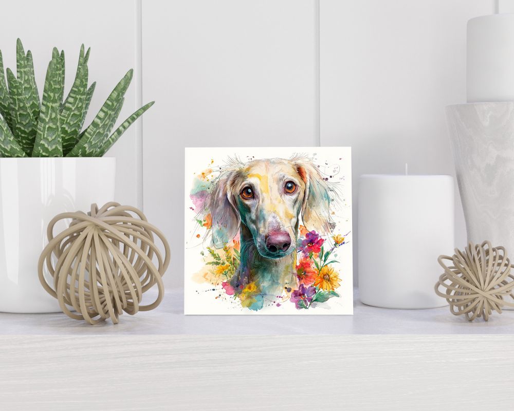 Tegel 15X15 Cm Met Saluki Cadeau Decoratie | Tegeltjes Met Tekst | Tegeltjes Met Spreuken | Collega | Oma | Opa | Pensioen | Mama | Papa | Vriend Tegel 15x15 cm Saluki