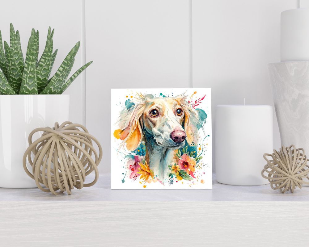 Tegel 15X15 Cm Met Saluki Cadeau Decoratie | Tegeltjes Met Tekst | Tegeltjes Met Spreuken | Collega | Oma | Opa | Pensioen | Mama | Papa | Vriend Tegel 15x15 cm Saluki