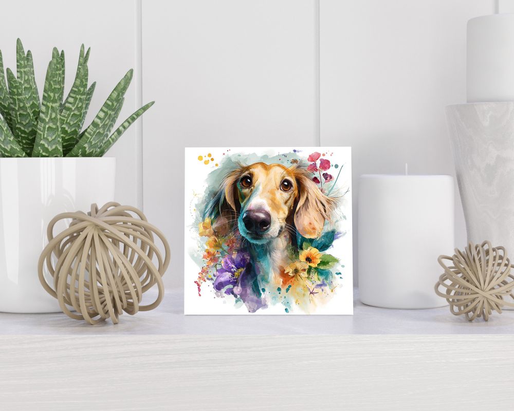 Tegel 15X15 Cm Met Saluki Cadeau Decoratie | Tegeltjes Met Tekst | Tegeltjes Met Spreuken | Collega | Oma | Opa | Pensioen | Mama | Papa | Vriend Tegel 15x15 cm Saluki