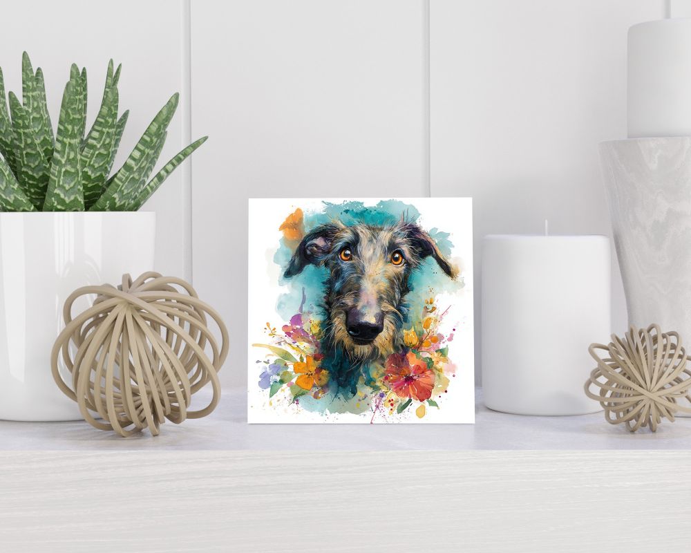 Tegel 15X15 Cm Met Schotse Deerhound Cadeau Decoratie | Tegeltjes Met Tekst | Tegeltjes Met Spreuken | Collega | Oma | Opa | Pensioen | Mama | Papa | Vriend Tegel 15x15 cm Schotse Deerhound