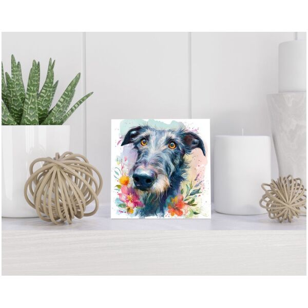 Tegel 15X15 Cm Met Schotse Deerhound Cadeau Decoratie | Tegeltjes Met Tekst | Tegeltjes Met Spreuken | Collega | Oma | Opa | Pensioen | Mama | Papa | Vriend Tegel 15x15 cm Schotse Deerhound