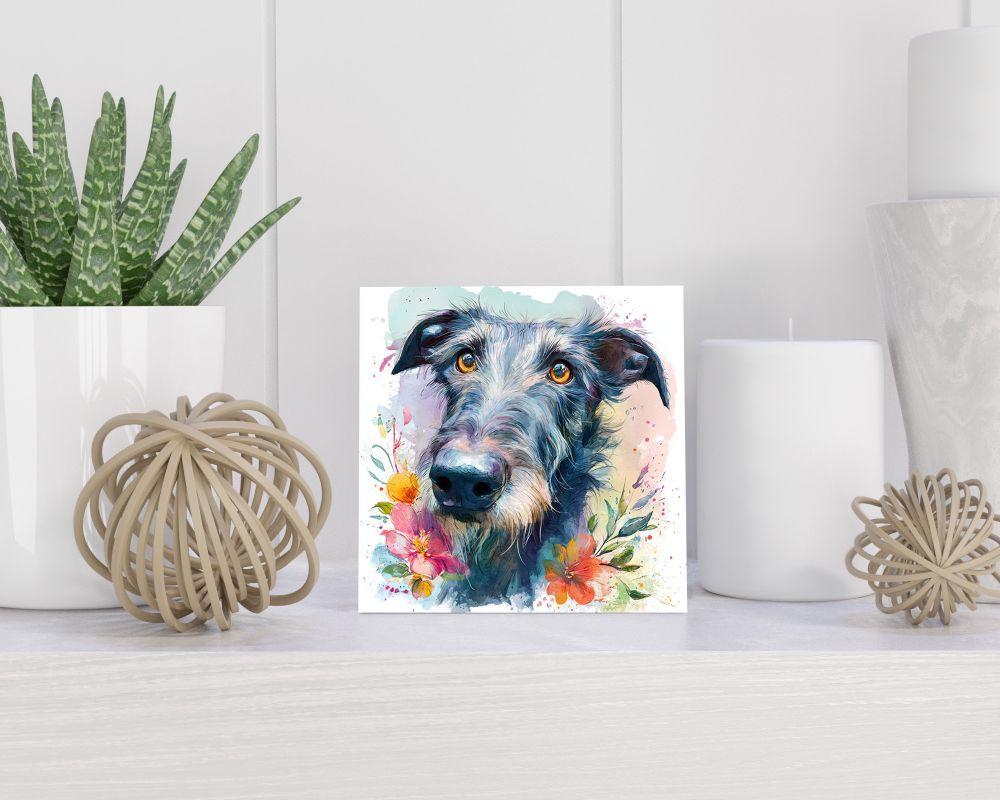 Tegel 15X15 Cm Met Schotse Deerhound Cadeau Decoratie | Tegeltjes Met Tekst | Tegeltjes Met Spreuken | Collega | Oma | Opa | Pensioen | Mama | Papa | Vriend Tegel 15x15 cm Schotse Deerhound