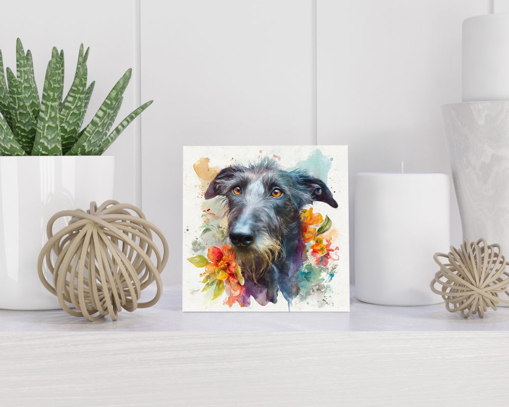 Tegel 15X15 Cm Met Schotse Deerhound Cadeau Decoratie | Tegeltjes Met Tekst | Tegeltjes Met Spreuken | Collega | Oma | Opa | Pensioen | Mama | Papa | Vriend Tegel 15x15 cm Schotse Deerhound