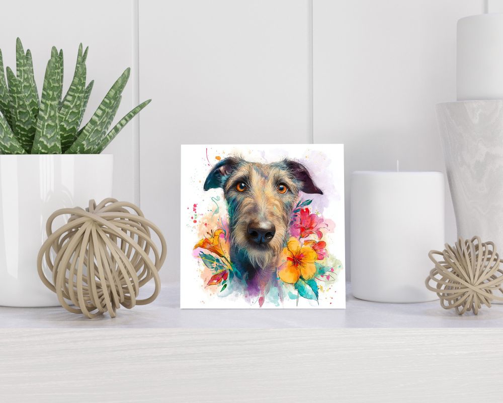 Tegel 15X15 Cm Met Schotse Deerhound Cadeau Decoratie | Tegeltjes Met Tekst | Tegeltjes Met Spreuken | Collega | Oma | Opa | Pensioen | Mama | Papa | Vriend Tegel 15x15 cm Schotse Deerhound
