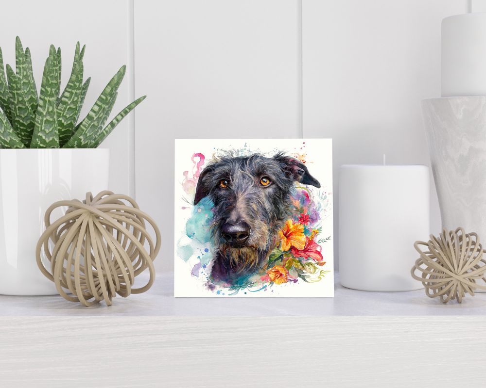 Tegel 15X15 Cm Met Schotse Deerhound Cadeau Decoratie | Tegeltjes Met Tekst | Tegeltjes Met Spreuken | Collega | Oma | Opa | Pensioen | Mama | Papa | Vriend Tegel 15x15 cm Schotse Deerhound