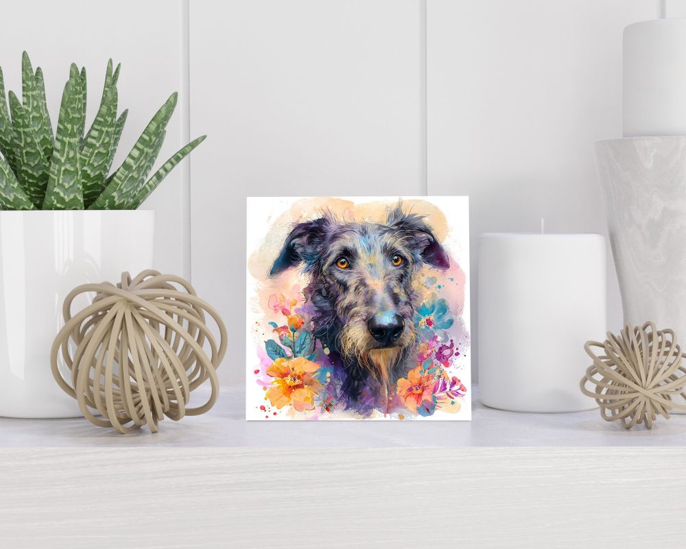 Tegel 15X15 Cm Met Schotse Deerhound Cadeau Decoratie | Tegeltjes Met Tekst | Tegeltjes Met Spreuken | Collega | Oma | Opa | Pensioen | Mama | Papa | Vriend Tegel 15x15 cm Schotse Deerhound