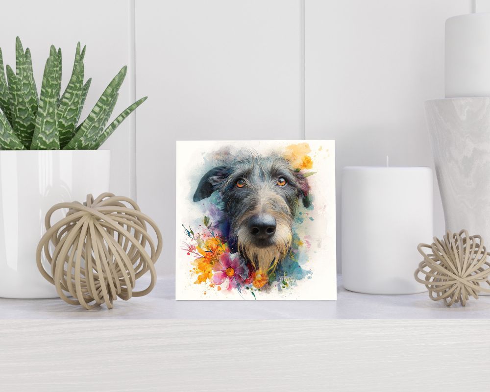 Tegel 15X15 Cm Met Schotse Deerhound Cadeau Decoratie | Tegeltjes Met Tekst | Tegeltjes Met Spreuken | Collega | Oma | Opa | Pensioen | Mama | Papa | Vriend Tegel 15x15 cm Schotse Deerhound