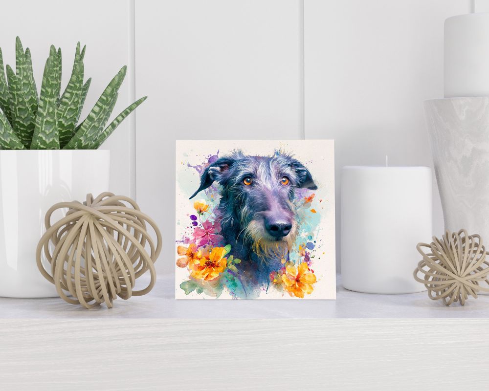 Tegel 15X15 Cm Met Schotse Deerhound Cadeau Decoratie | Tegeltjes Met Tekst | Tegeltjes Met Spreuken | Collega | Oma | Opa | Pensioen | Mama | Papa | Vriend Tegel 15x15 cm Schotse Deerhound