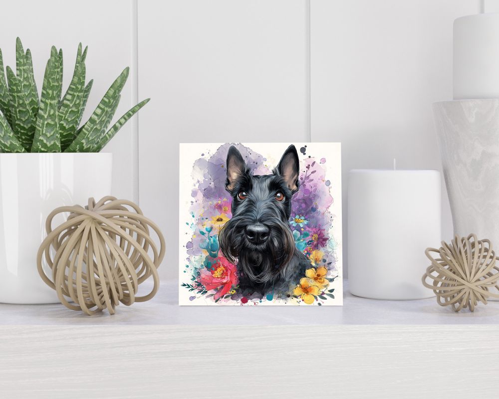 Tegel 15X15 Cm Met Schotse Terriër Cadeau Decoratie | Tegeltjes Met Tekst | Tegeltjes Met Spreuken | Collega | Oma | Opa | Pensioen | Mama | Papa | Vriend Tegel 15x15 cm Schotse Terriër