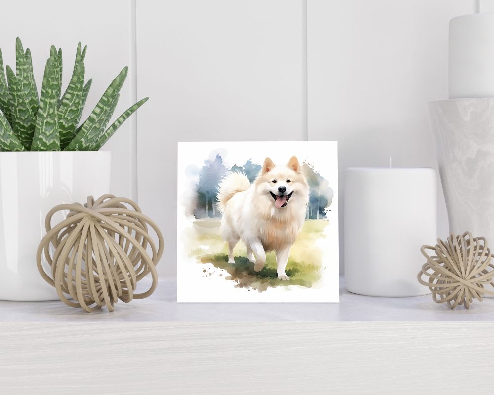 Tegel 15X15 Cm Met American Eskimohond Cadeau Decoratie | Tegeltjes Met Tekst | Tegeltjes Met Spreuken | Collega | Oma | Opa | Pensioen | Mama | Papa | Vriend Tegel 15x15 cm American Eskimohond