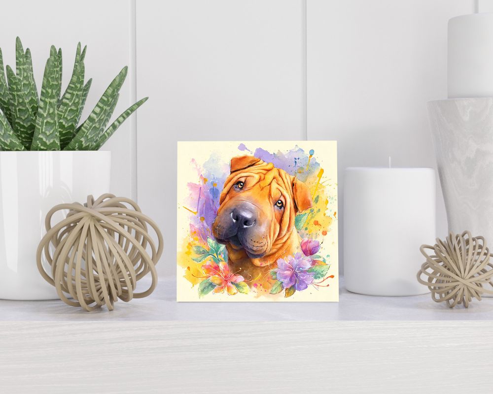 Tegel 15X15 Cm Met Shar Pei Cadeau Decoratie | Tegeltjes Met Tekst | Tegeltjes Met Spreuken | Collega | Oma | Opa | Pensioen | Mama | Papa | Vriend Tegel 15x15 cm Shar Pei
