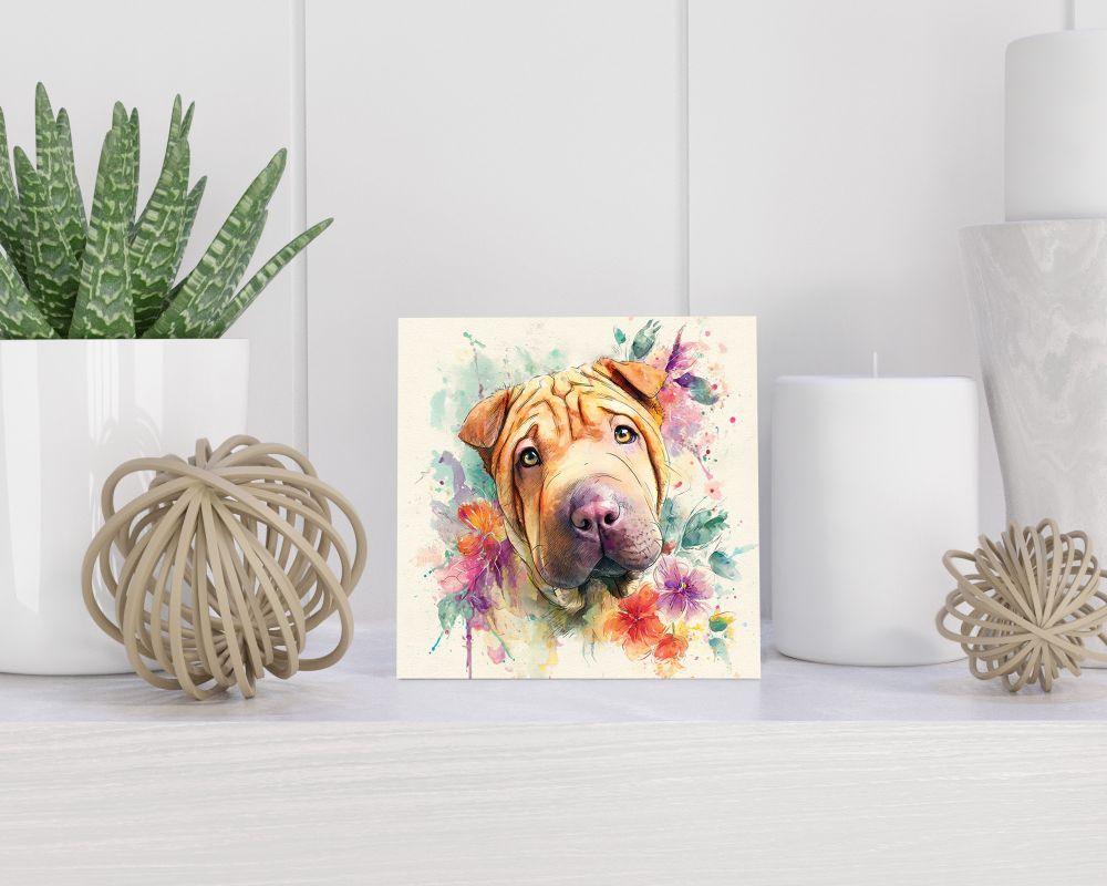Tegel 15X15 Cm Met Shar Pei Cadeau Decoratie | Tegeltjes Met Tekst | Tegeltjes Met Spreuken | Collega | Oma | Opa | Pensioen | Mama | Papa | Vriend Tegel 15x15 cm Shar Pei