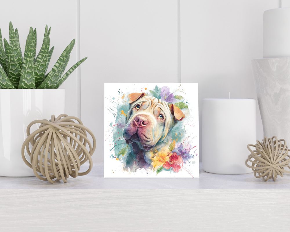 Tegel 15X15 Cm Met Shar Pei Cadeau Decoratie | Tegeltjes Met Tekst | Tegeltjes Met Spreuken | Collega | Oma | Opa | Pensioen | Mama | Papa | Vriend Tegel 15x15 cm Shar Pei