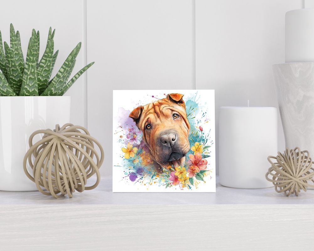 Tegel 15X15 Cm Met Shar Pei Cadeau Decoratie | Tegeltjes Met Tekst | Tegeltjes Met Spreuken | Collega | Oma | Opa | Pensioen | Mama | Papa | Vriend Tegel 15x15 cm Shar Pei