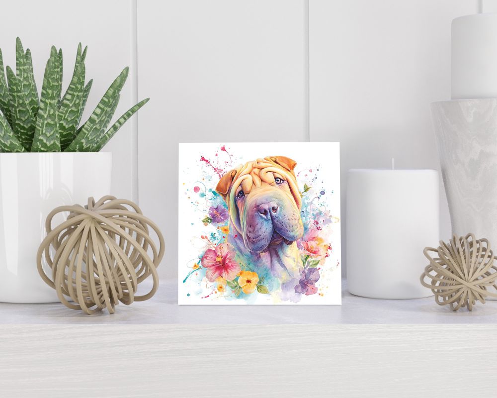 Tegel 15X15 Cm Met Shar Pei Cadeau Decoratie | Tegeltjes Met Tekst | Tegeltjes Met Spreuken | Collega | Oma | Opa | Pensioen | Mama | Papa | Vriend Tegel 15x15 cm Shar Pei