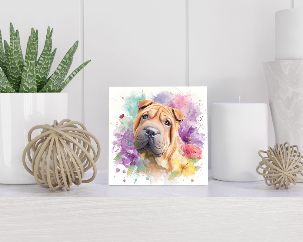 Tegel 15X15 Cm Met Shar Pei Cadeau Decoratie | Tegeltjes Met Tekst | Tegeltjes Met Spreuken | Collega | Oma | Opa | Pensioen | Mama | Papa | Vriend Tegel 15x15 cm Shar Pei