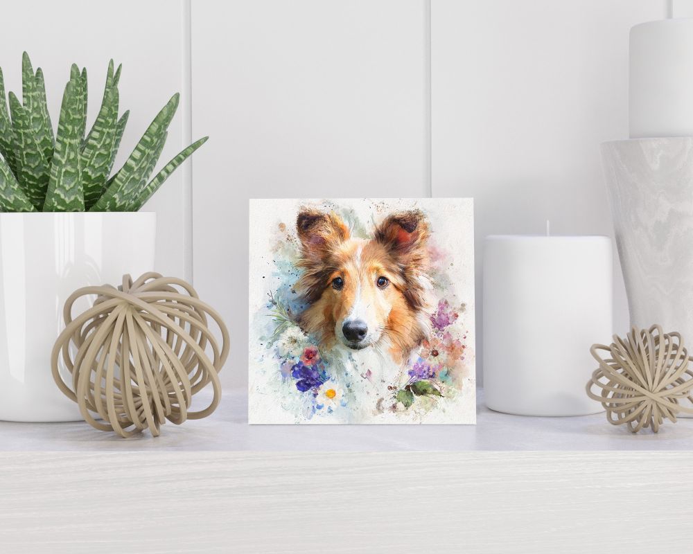 Tegel 15X15 Cm Met Shetland Sheepdog Cadeau Decoratie | Tegeltjes Met Tekst | Tegeltjes Met Spreuken | Collega | Oma | Opa | Pensioen | Mama | Papa | Vriend Tegel 15x15 cm Shetland Sheepdog