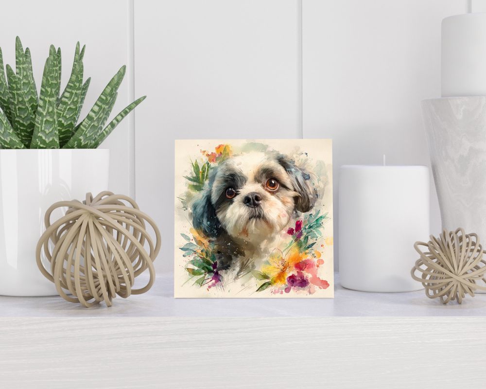 Tegel 15X15 Cm Met Shih Tzu Cadeau Decoratie | Tegeltjes Met Tekst | Tegeltjes Met Spreuken | Collega | Oma | Opa | Pensioen | Mama | Papa | Vriend Tegel 15x15 cm Shih Tzu