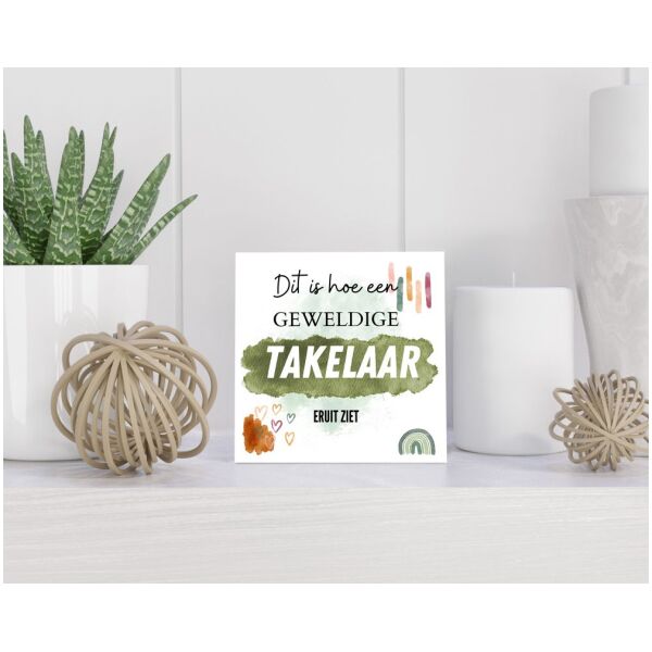 Tegel 15X15 Cm Met Takelaar Cadeau Decoratie | Tegeltjes Met Tekst | Tegeltjes Met Spreuken | Collega | Oma | Opa | Pensioen | Mama | Papa | Vriend Tegel 15x15 cm Takelaar