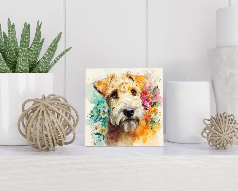 Tegel 15X15 Cm Met Soft Coated Wheaten Terrier Cadeau Decoratie | Tegeltjes Met Tekst | Tegeltjes Met Spreuken | Collega | Oma | Opa | Pensioen | Mama | Papa | Vriend Tegel 15x15 cm Soft Coated Wheaten Terrier