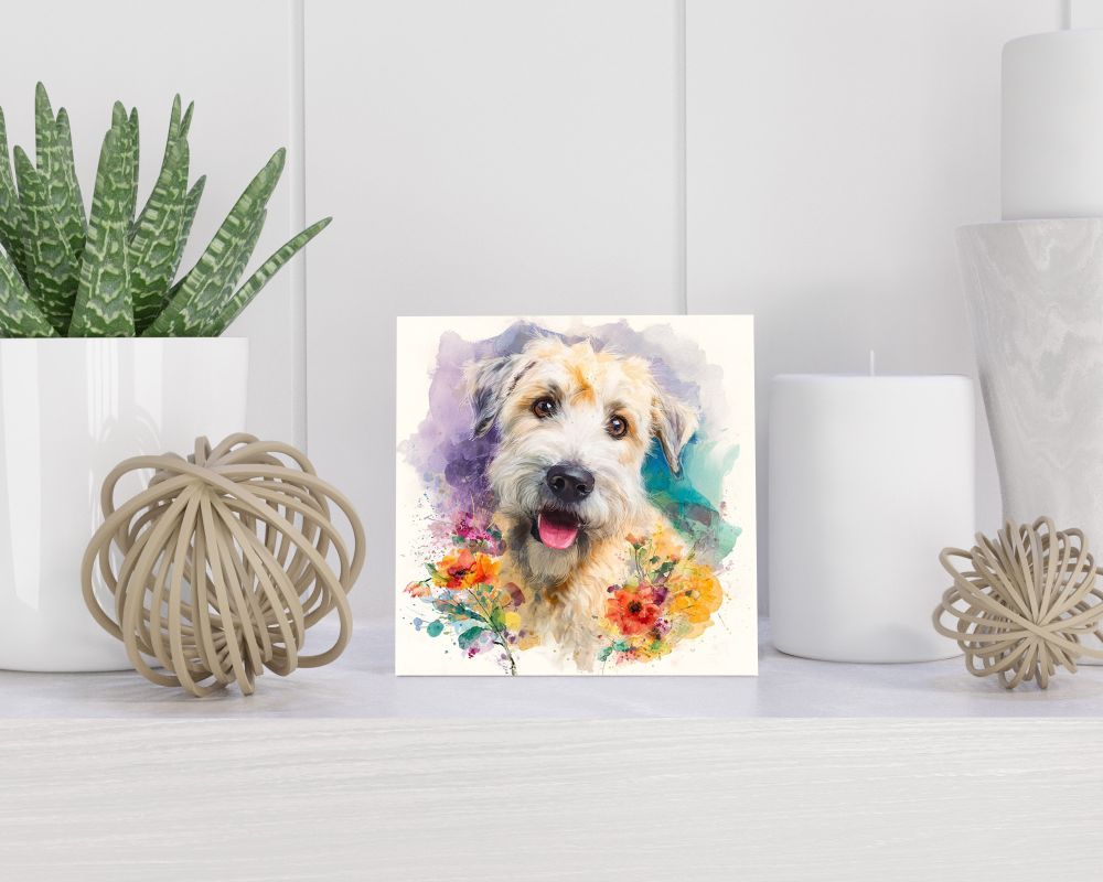 Tegel 15X15 Cm Met Soft Coated Wheaten Terrier Cadeau Decoratie | Tegeltjes Met Tekst | Tegeltjes Met Spreuken | Collega | Oma | Opa | Pensioen | Mama | Papa | Vriend Tegel 15x15 cm Soft Coated Wheaten Terrier