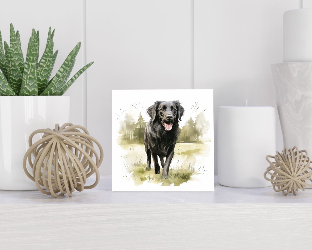 Tegel 15X15 Cm Met Flatcoated Retriever Cadeau Decoratie | Tegeltjes Met Tekst | Tegeltjes Met Spreuken | Collega | Oma | Opa | Pensioen | Mama | Papa | Vriend Tegel 15x15 cm Flatcoated Retriever