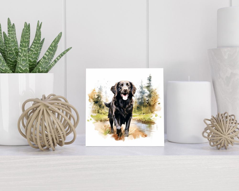 Tegel 15X15 Cm Met Flatcoated Retriever Cadeau Decoratie | Tegeltjes Met Tekst | Tegeltjes Met Spreuken | Collega | Oma | Opa | Pensioen | Mama | Papa | Vriend Tegel 15x15 cm Flatcoated Retriever
