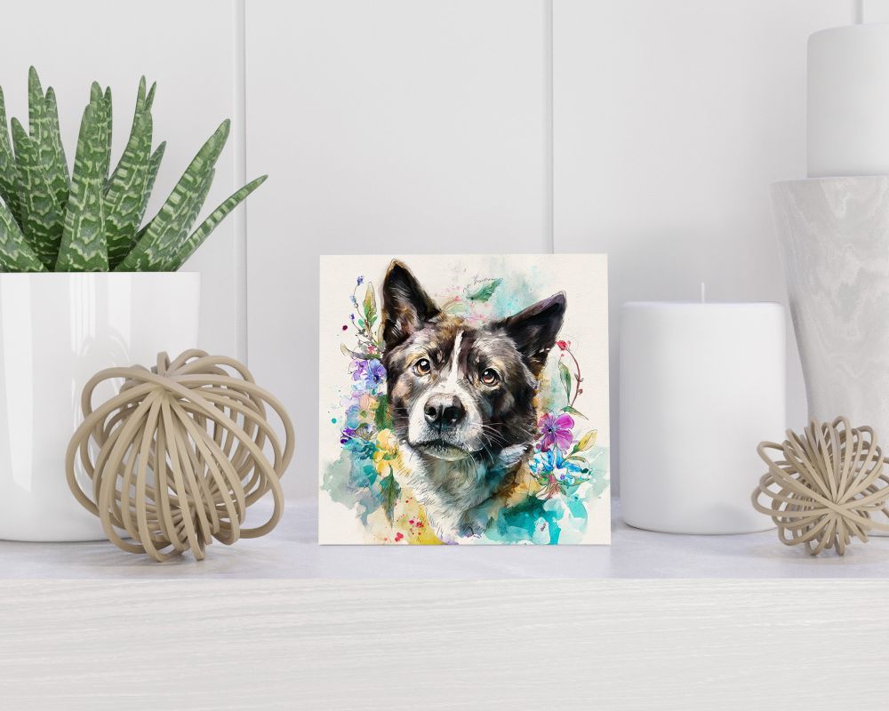 Tegel 15X15 Cm Met Amerikaanse Akita Cadeau Decoratie | Tegeltjes Met Tekst | Tegeltjes Met Spreuken | Collega | Oma | Opa | Pensioen | Mama | Papa | Vriend Tegel 15x15 cm Amerikaanse Akita