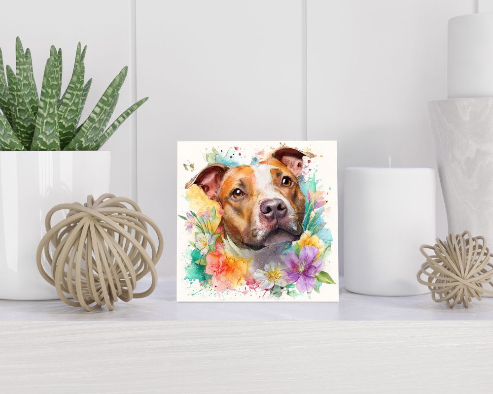 Tegel 15X15 Cm Met Staffordshire Bull Terrier Cadeau Decoratie | Tegeltjes Met Tekst | Tegeltjes Met Spreuken | Collega | Oma | Opa | Pensioen | Mama | Papa | Vriend Tegel 15x15 cm Staffordshire Bull Terrier