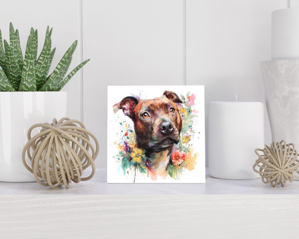 Tegel 15X15 Cm Met Staffordshire Bull Terrier Cadeau Decoratie | Tegeltjes Met Tekst | Tegeltjes Met Spreuken | Collega | Oma | Opa | Pensioen | Mama | Papa | Vriend Tegel 15x15 cm Staffordshire Bull Terrier
