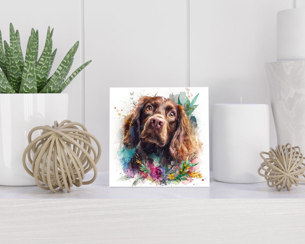 Tegel 15X15 Cm Met Sussex Spaniel Cadeau Decoratie | Tegeltjes Met Tekst | Tegeltjes Met Spreuken | Collega | Oma | Opa | Pensioen | Mama | Papa | Vriend Tegel 15x15 cm Sussex Spaniel