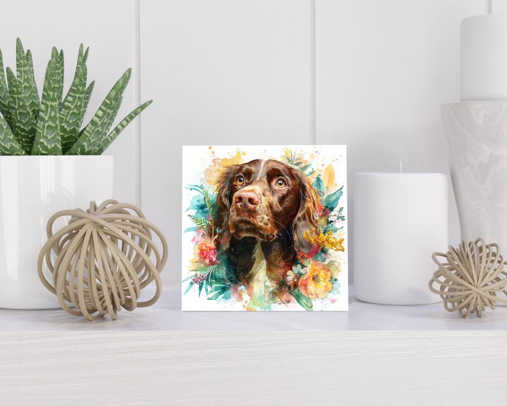 Tegel 15X15 Cm Met Sussex Spaniel Cadeau Decoratie | Tegeltjes Met Tekst | Tegeltjes Met Spreuken | Collega | Oma | Opa | Pensioen | Mama | Papa | Vriend Tegel 15x15 cm Sussex Spaniel