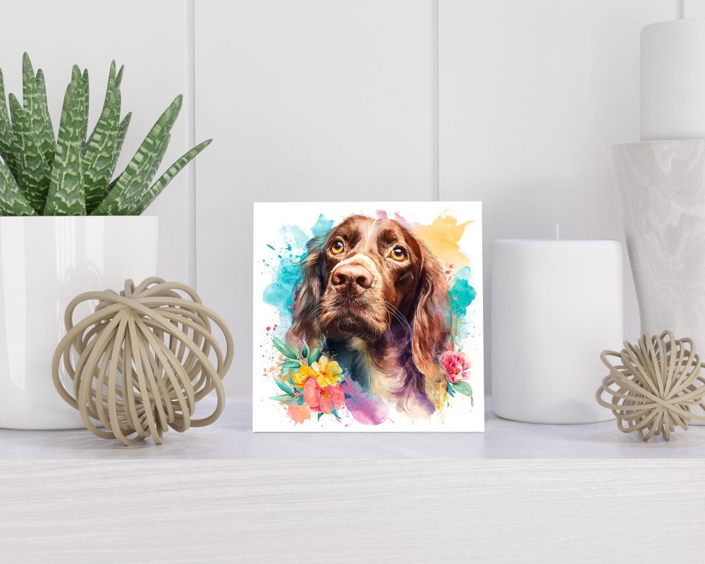 Tegel 15X15 Cm Met Sussex Spaniel Cadeau Decoratie | Tegeltjes Met Tekst | Tegeltjes Met Spreuken | Collega | Oma | Opa | Pensioen | Mama | Papa | Vriend Tegel 15x15 cm Sussex Spaniel