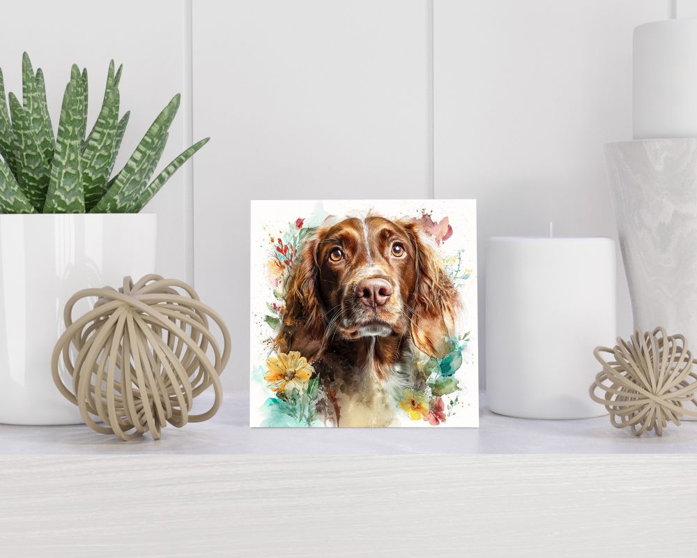 Tegel 15X15 Cm Met Sussex Spaniel Cadeau Decoratie | Tegeltjes Met Tekst | Tegeltjes Met Spreuken | Collega | Oma | Opa | Pensioen | Mama | Papa | Vriend Tegel 15x15 cm Sussex Spaniel
