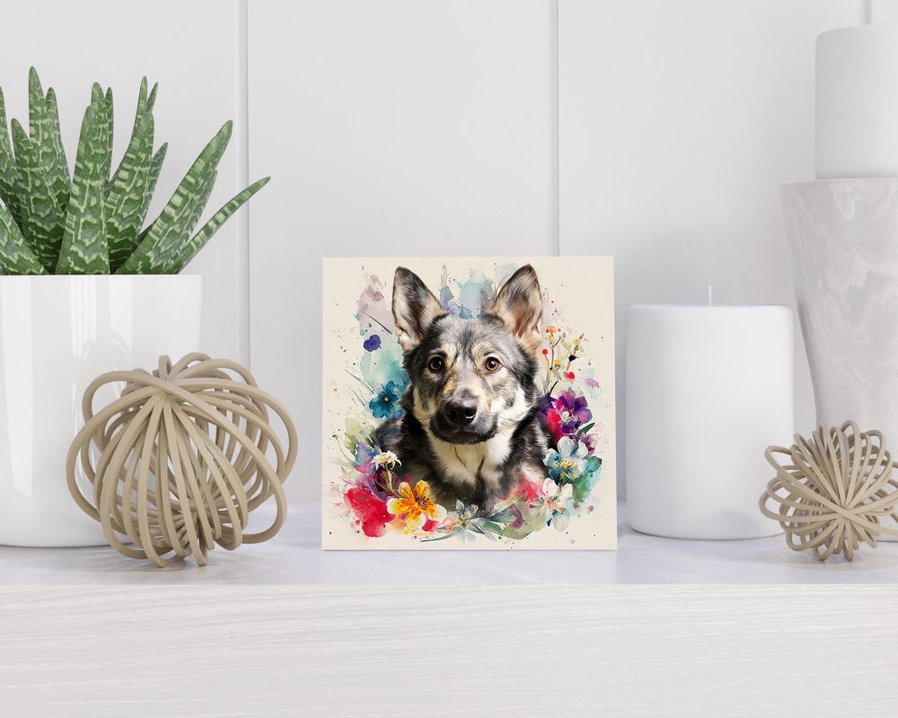 Tegel 15X15 Cm Met Swedish Elkhound Cadeau Decoratie | Tegeltjes Met Tekst | Tegeltjes Met Spreuken | Collega | Oma | Opa | Pensioen | Mama | Papa | Vriend Tegel 15x15 cm Swedish Elkhound