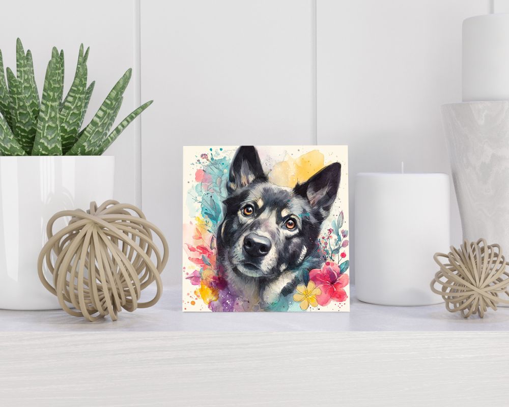 Tegel 15X15 Cm Met Swedish Elkhound Cadeau Decoratie | Tegeltjes Met Tekst | Tegeltjes Met Spreuken | Collega | Oma | Opa | Pensioen | Mama | Papa | Vriend Tegel 15x15 cm Swedish Elkhound