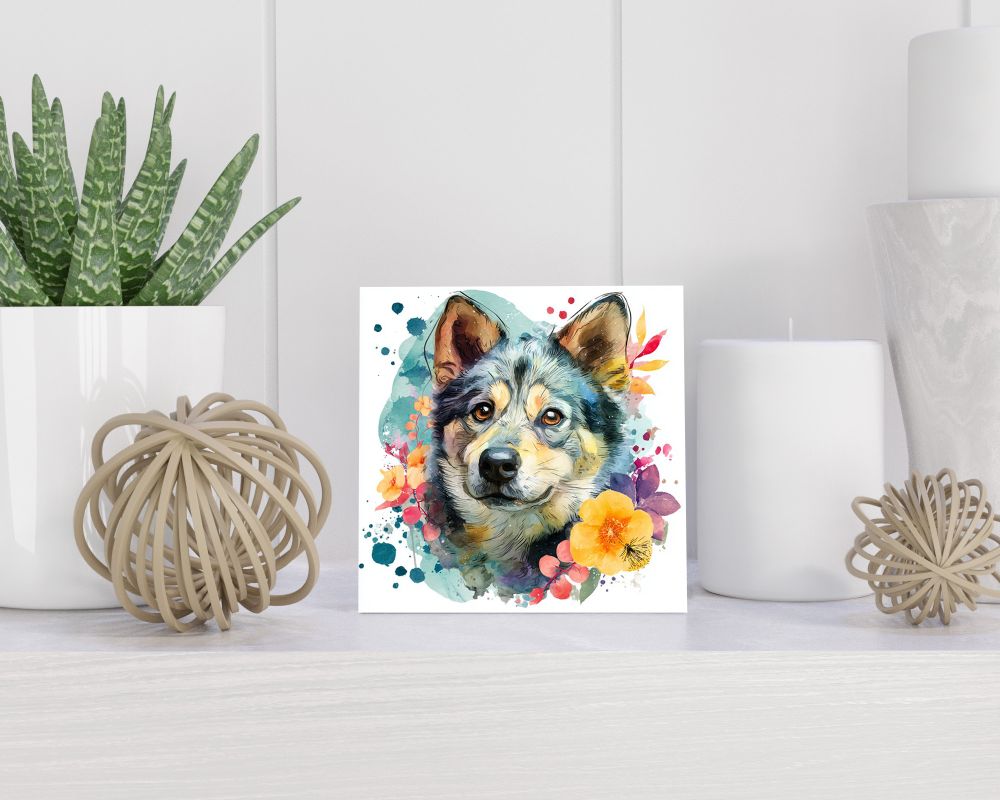 Tegel 15X15 Cm Met Swedish Elkhound Cadeau Decoratie | Tegeltjes Met Tekst | Tegeltjes Met Spreuken | Collega | Oma | Opa | Pensioen | Mama | Papa | Vriend Tegel 15x15 cm Swedish Elkhound
