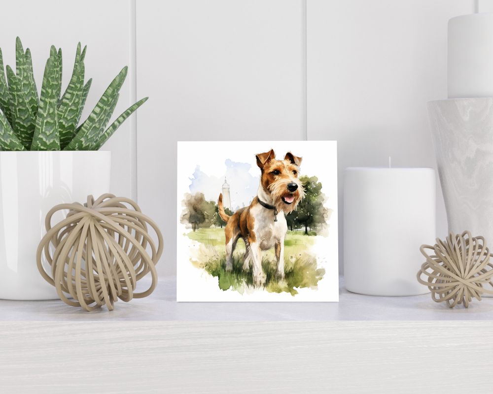 Tegel 15X15 Cm Met Fox Terrier Cadeau Decoratie | Tegeltjes Met Tekst | Tegeltjes Met Spreuken | Collega | Oma | Opa | Pensioen | Mama | Papa | Vriend Tegel 15x15 cm Fox Terrier