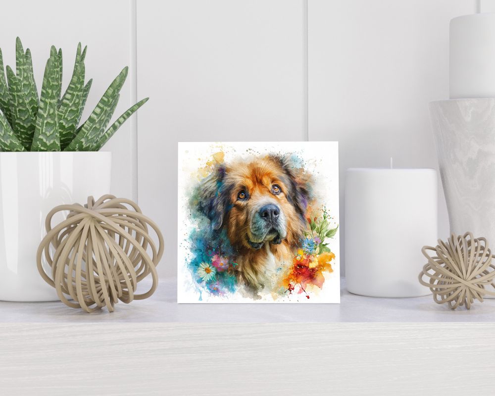 Tegel 15X15 Cm Met Tibetan Mastiff Cadeau Decoratie | Tegeltjes Met Tekst | Tegeltjes Met Spreuken | Collega | Oma | Opa | Pensioen | Mama | Papa | Vriend Tegel 15x15 cm Tibetan Mastiff