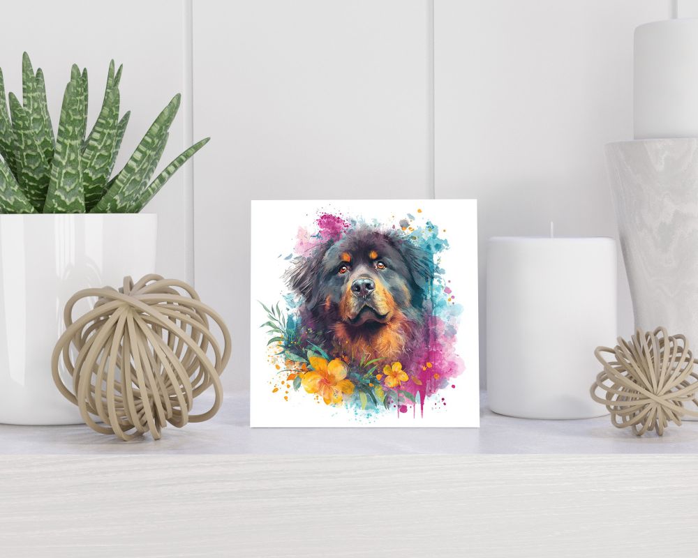Tegel 15X15 Cm Met Tibetan Mastiff Cadeau Decoratie | Tegeltjes Met Tekst | Tegeltjes Met Spreuken | Collega | Oma | Opa | Pensioen | Mama | Papa | Vriend Tegel 15x15 cm Tibetan Mastiff