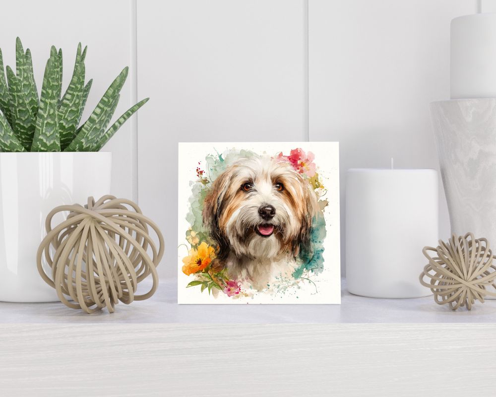 Tegel 15X15 Cm Met Tibetan Terrier Cadeau Decoratie | Tegeltjes Met Tekst | Tegeltjes Met Spreuken | Collega | Oma | Opa | Pensioen | Mama | Papa | Vriend Tegel 15x15 cm Tibetan Terrier