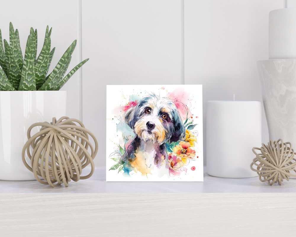 Tegel 15X15 Cm Met Tibetan Terrier Cadeau Decoratie | Tegeltjes Met Tekst | Tegeltjes Met Spreuken | Collega | Oma | Opa | Pensioen | Mama | Papa | Vriend Tegel 15x15 cm Tibetan Terrier