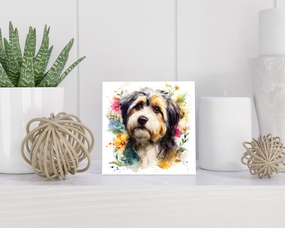 Tegel 15X15 Cm Met Tibetan Terrier Cadeau Decoratie | Tegeltjes Met Tekst | Tegeltjes Met Spreuken | Collega | Oma | Opa | Pensioen | Mama | Papa | Vriend Tegel 15x15 cm Tibetan Terrier