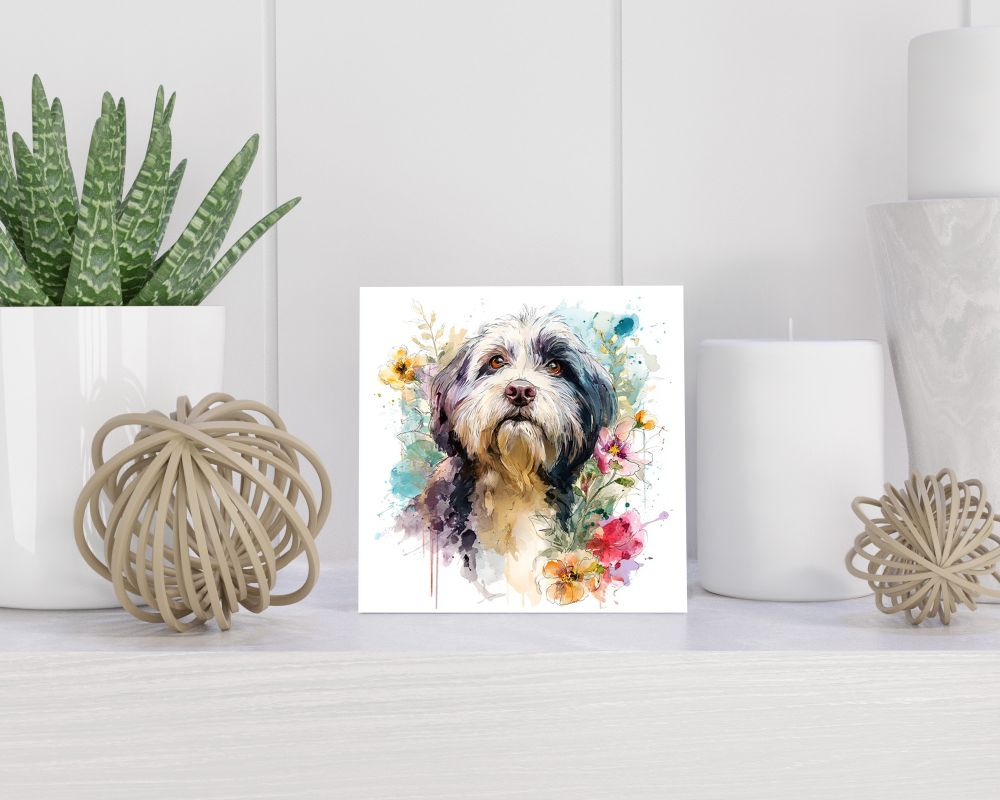 Tegel 15X15 Cm Met Tibetan Terrier Cadeau Decoratie | Tegeltjes Met Tekst | Tegeltjes Met Spreuken | Collega | Oma | Opa | Pensioen | Mama | Papa | Vriend Tegel 15x15 cm Tibetan Terrier