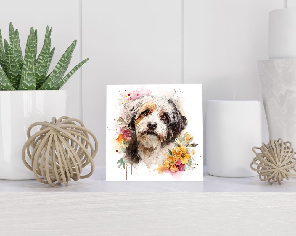 Tegel 15X15 Cm Met Tibetan Terrier Cadeau Decoratie | Tegeltjes Met Tekst | Tegeltjes Met Spreuken | Collega | Oma | Opa | Pensioen | Mama | Papa | Vriend Tegel 15x15 cm Tibetan Terrier