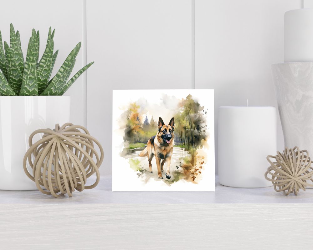 Tegel 15X15 Cm Met Duitse Herder Cadeau Decoratie | Tegeltjes Met Tekst | Tegeltjes Met Spreuken | Collega | Oma | Opa | Pensioen | Mama | Papa | Vriend Tegel 15x15 cm Duitse Herder