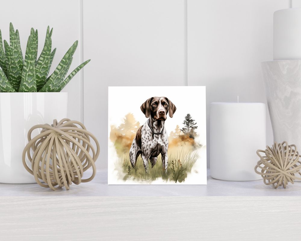 Tegel 15X15 Cm Met Duitse Staande Korthaar Cadeau Decoratie | Tegeltjes Met Tekst | Tegeltjes Met Spreuken | Collega | Oma | Opa | Pensioen | Mama | Papa | Vriend Tegel 15x15 cm Duitse Staande Korthaar